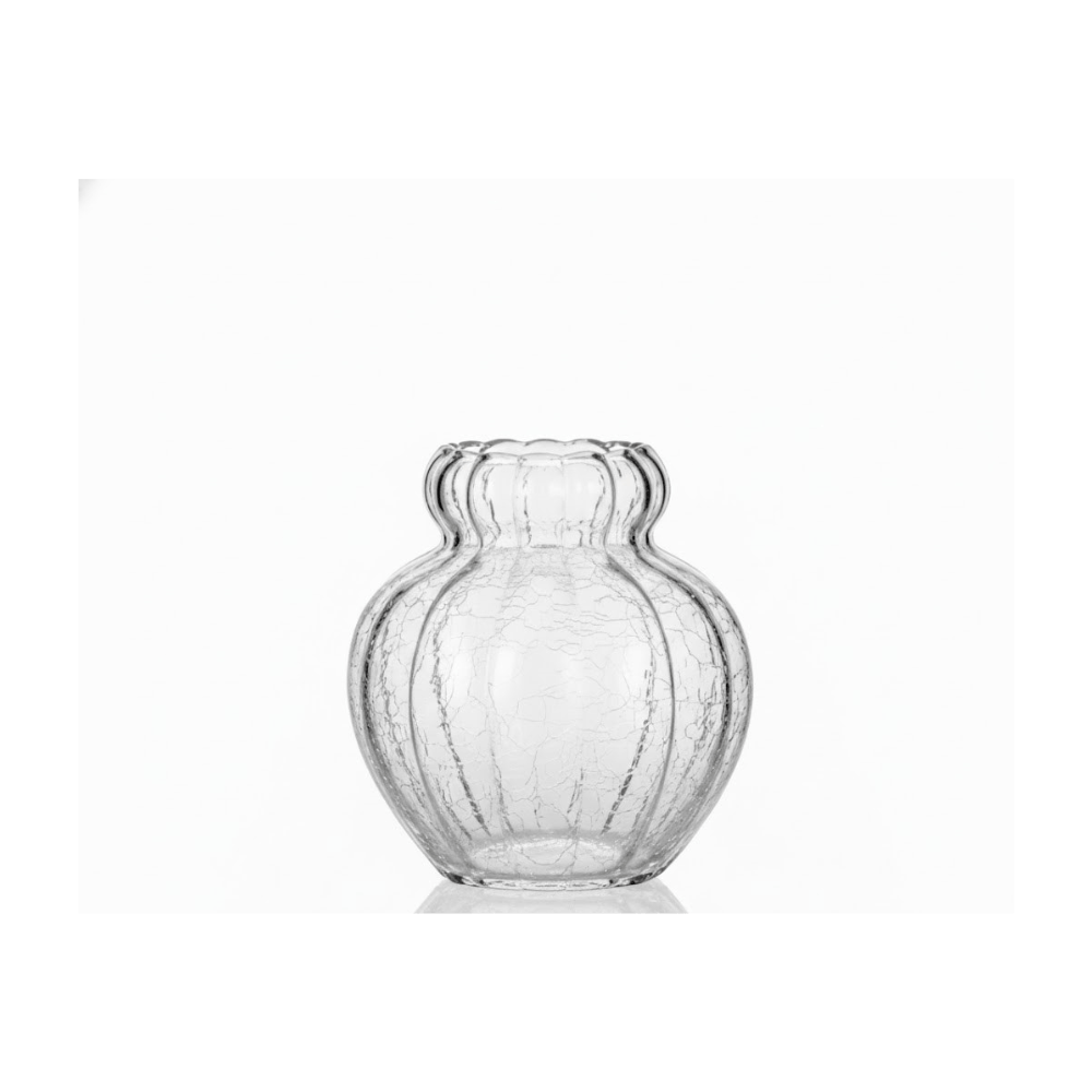 Alpha 55 Vase Baroque Côtelé en Verre Transparent – Élégant