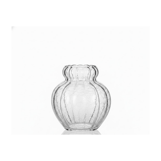 Alpha 55 Vase Baroque Côtelé en Verre Transparent – Élégant