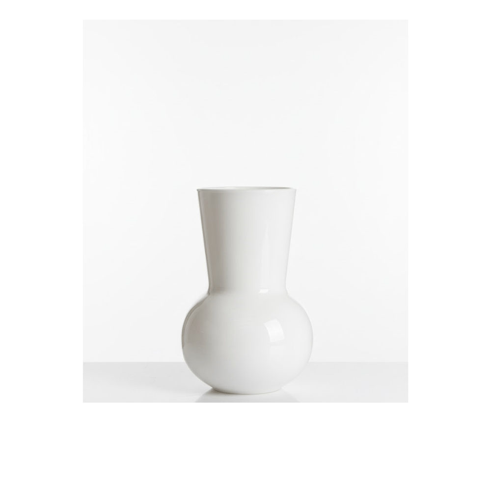 Alpha 55 Vase Boule Col Cylindrique Blanc en Verre – Design Moderne