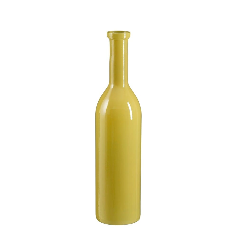 Alpha 55 Vase Bouteille en Verre Rioja Jaune – Élégance Lumineuse