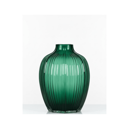 Alpha 55 Vase Citrouille Côtelé Verre Vert – Style Naturel