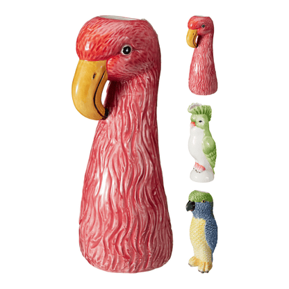 Alpha 55 Vase dolomite oiseaux flamant perroquet