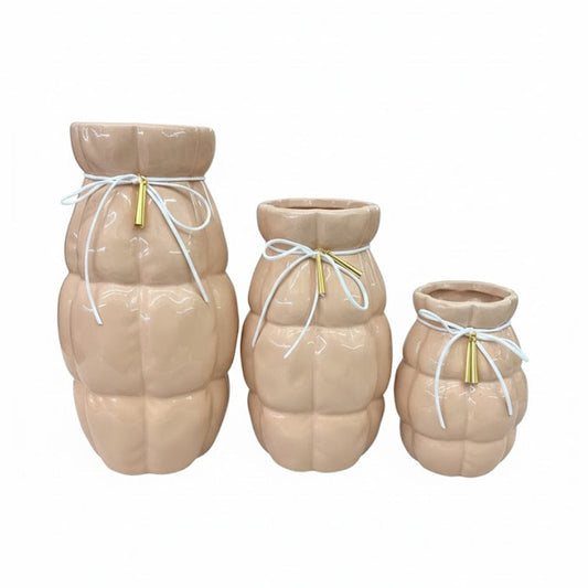 Alpha 55 Vase en céramique capitonné avec cordon décoratif