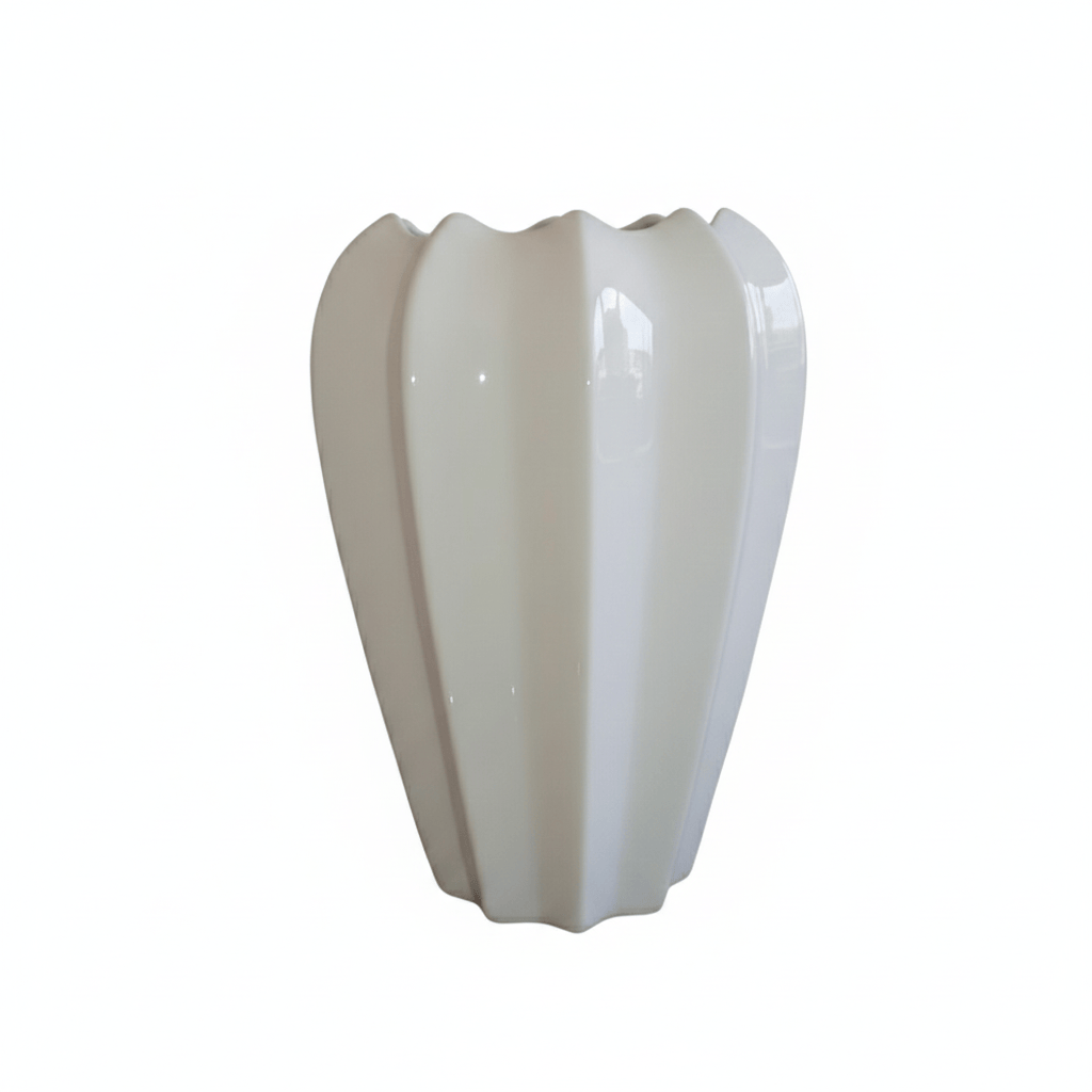 Alpha 55 Vase en céramique évasé blanc brillant décoratif