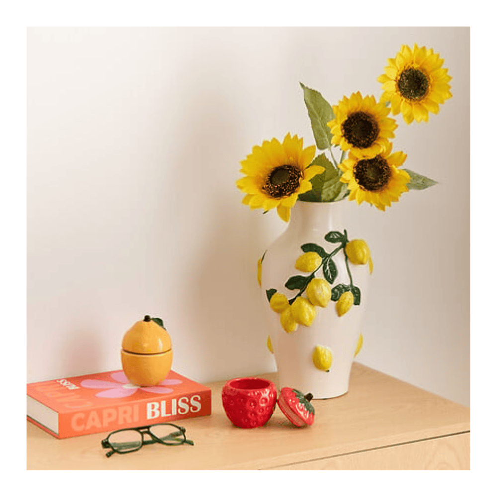 Alpha 55 Vase en céramique Fruity motif citrons décoratif