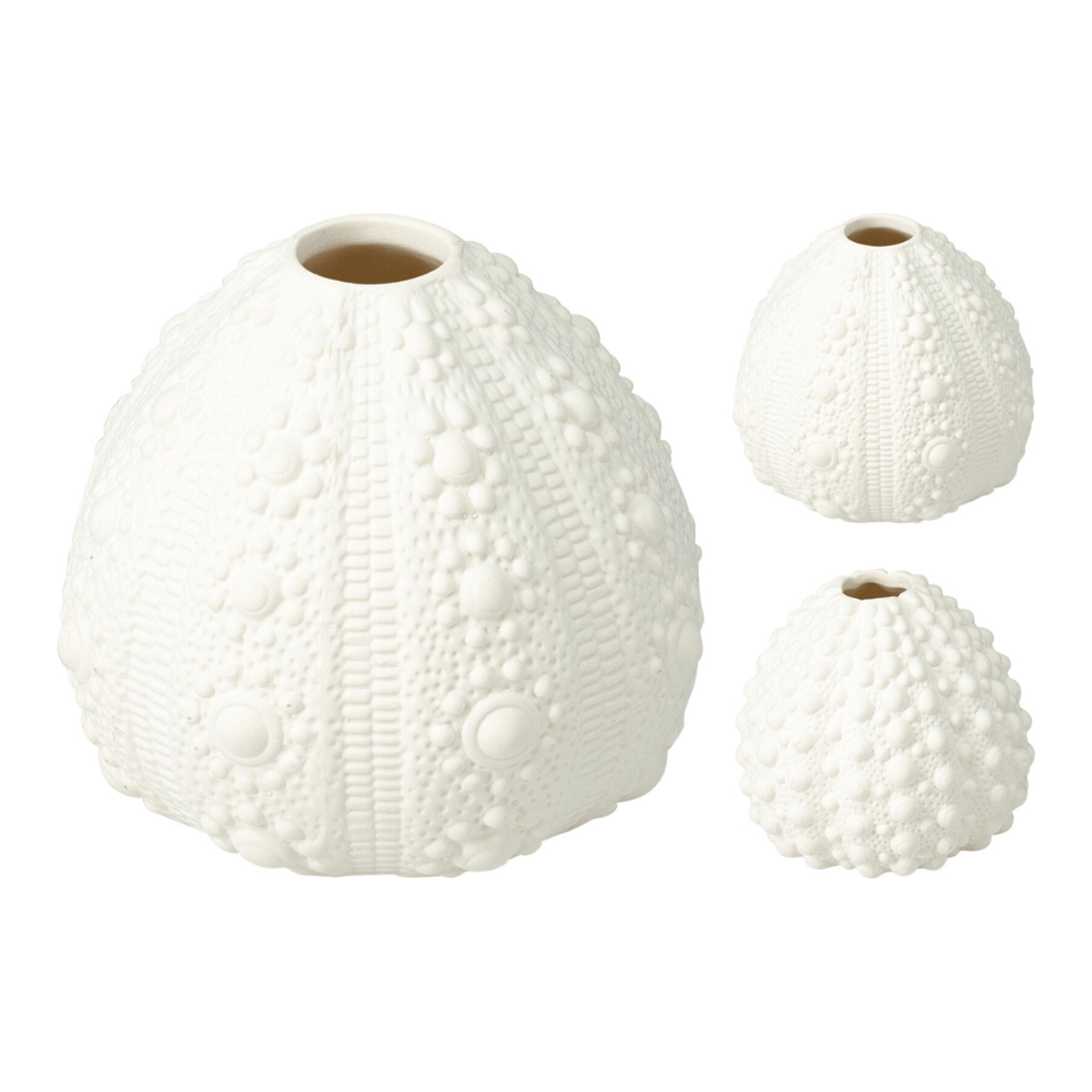 Alpha 55 Vase en céramique oursin blanc décoratif