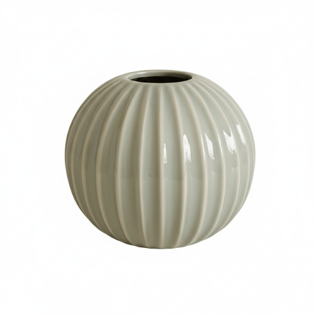 Alpha 55 Vase en céramique strié boule décoratif élégant