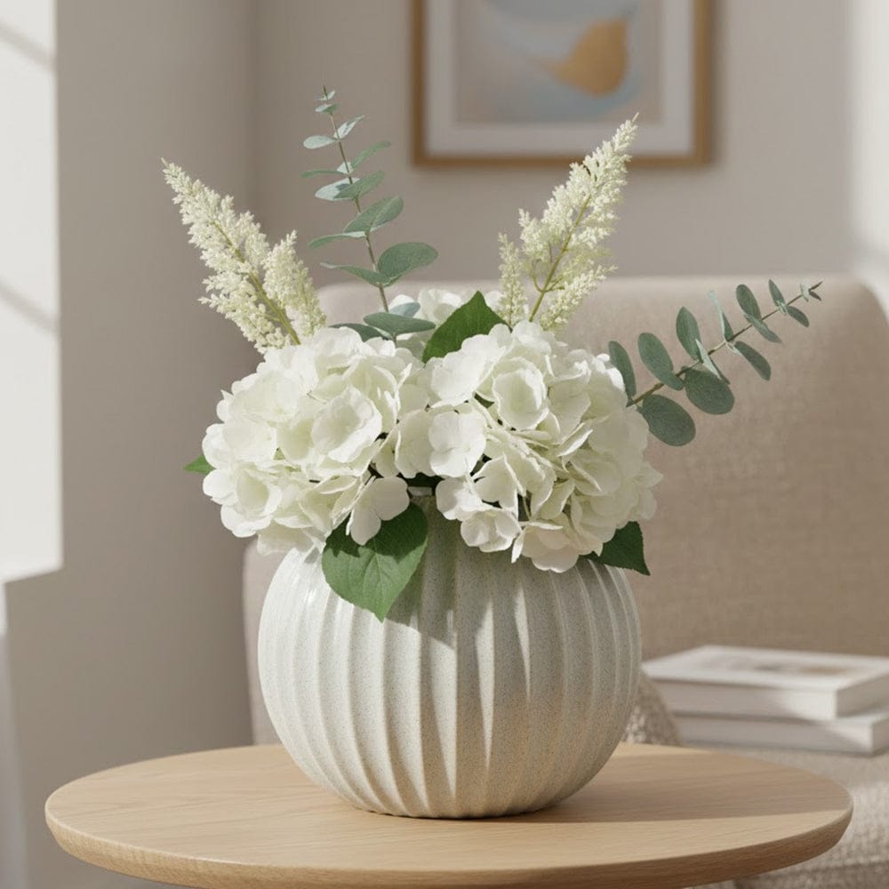 Alpha 55 Vase en céramique strié boule décoratif élégant