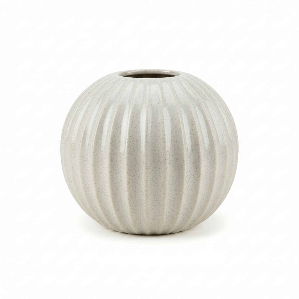Alpha 55 Vase en céramique strié boule décoratif élégant