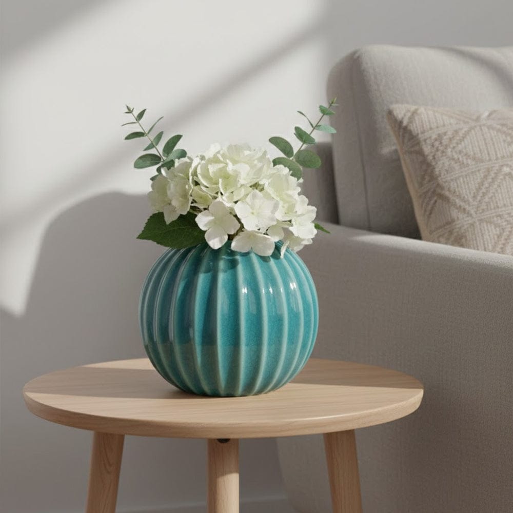 Alpha 55 Vase en céramique strié boule décoratif élégant