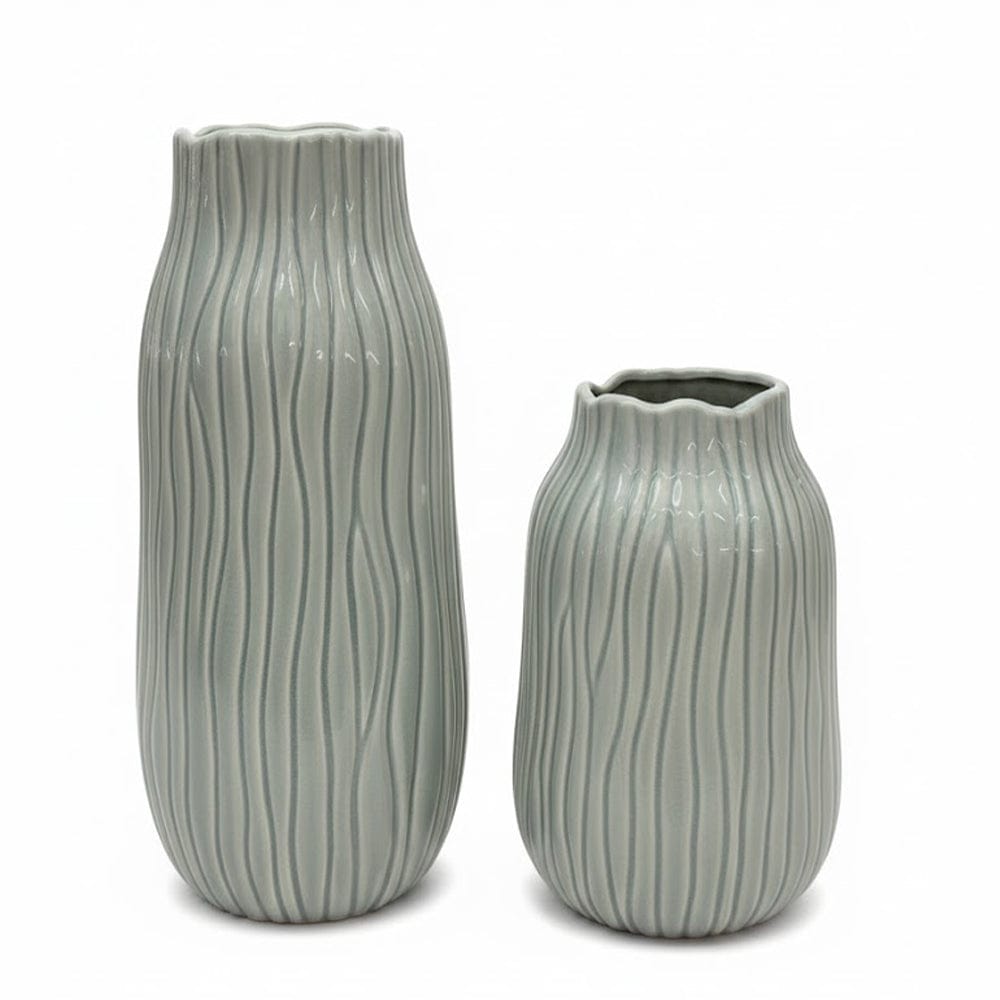 Alpha 55 Vase en céramique strié décoratif élégant