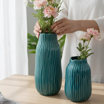 Alpha 55 Vase en céramique strié décoratif élégant