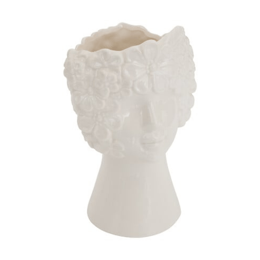 Alpha 55 Vase en céramique visage fleur rose décoratif