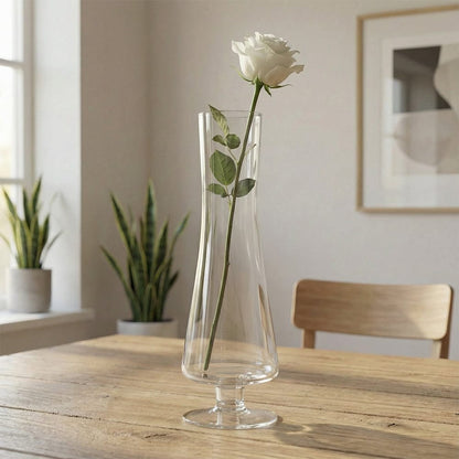 Alpha 55 Vase en Verre Tube sur Petit Pied – Design Élégant