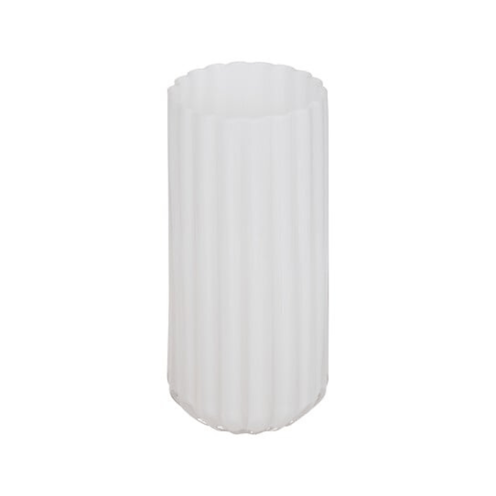 Alpha 55 Vase Fleur de Rose 28 cm en Verre Strié Blanc