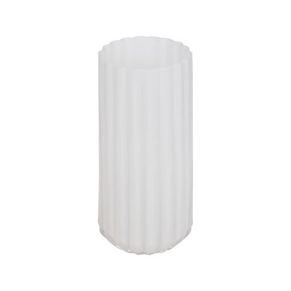 Alpha 55 Vase Fleur de Rose 28 cm en Verre Strié Blanc