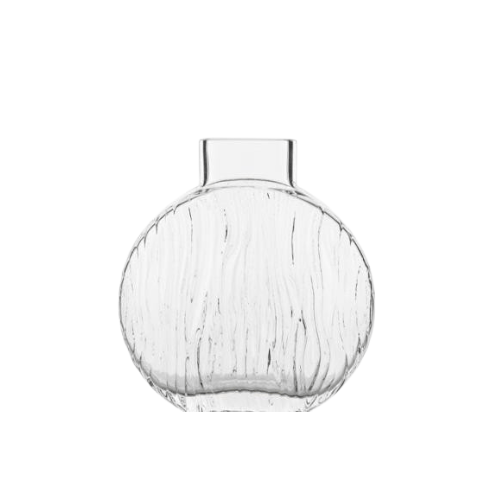 Alpha 55 Vase Galet Aplati en Verre Transparent – Relief Ondulé