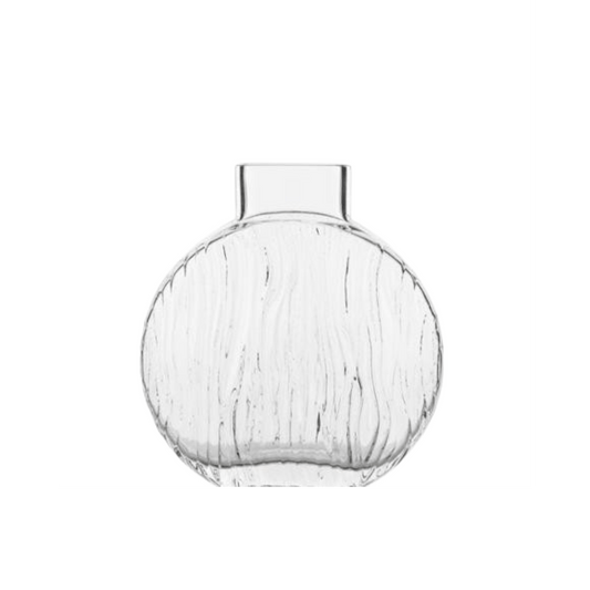 Alpha 55 Vase Galet Aplati en Verre Transparent – Relief Ondulé