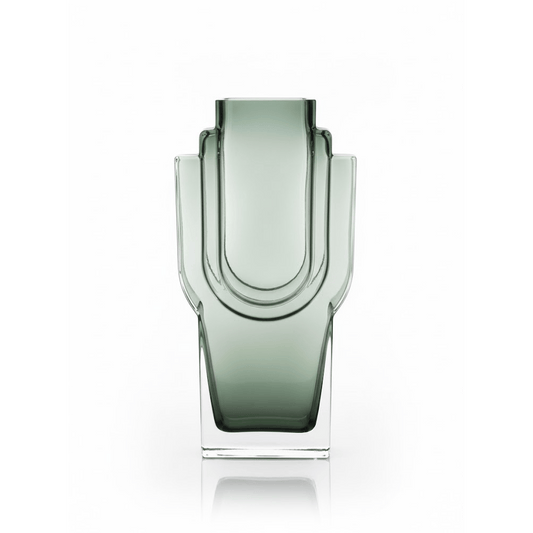 Alpha 55 Vase Géométrique Art Déco Verre Vert Fumé – Chic