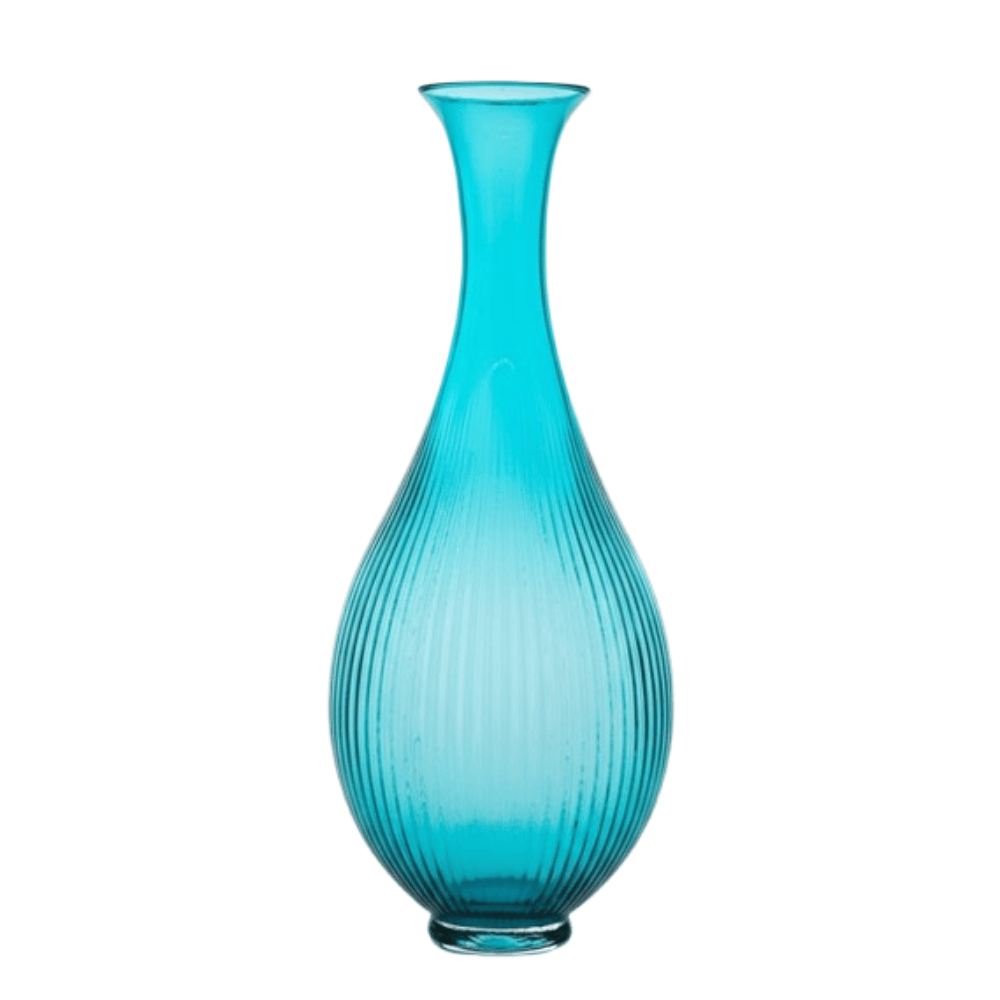 Alpha 55 Vase Goutte Torsadé en Verre Turquoise – Élégant