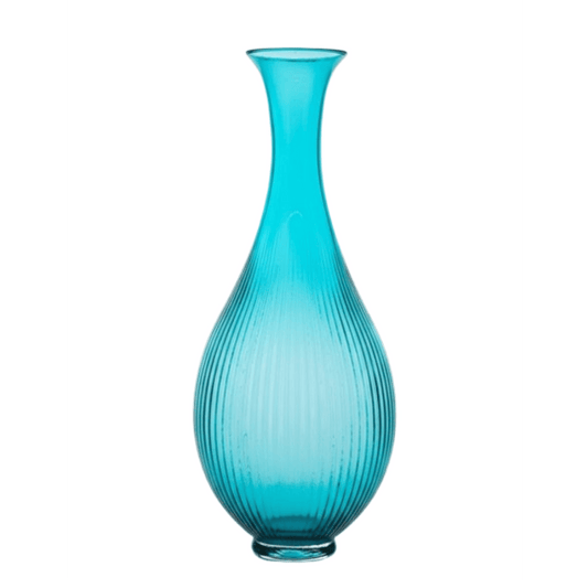 Alpha 55 Vase Goutte Torsadé en Verre Turquoise – Élégant