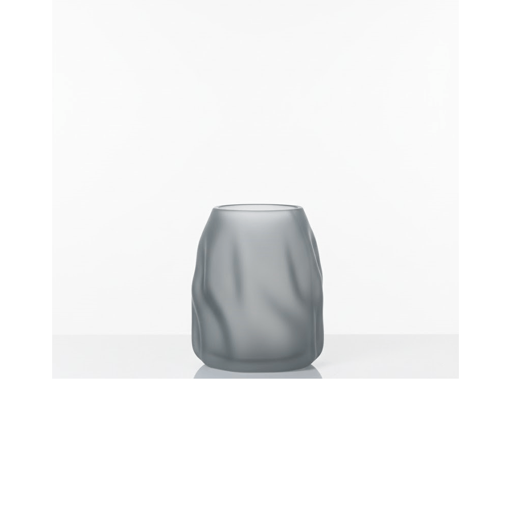 Alpha 55 Vase Organique Ondulé en Verre Gris – Déco Élégante
