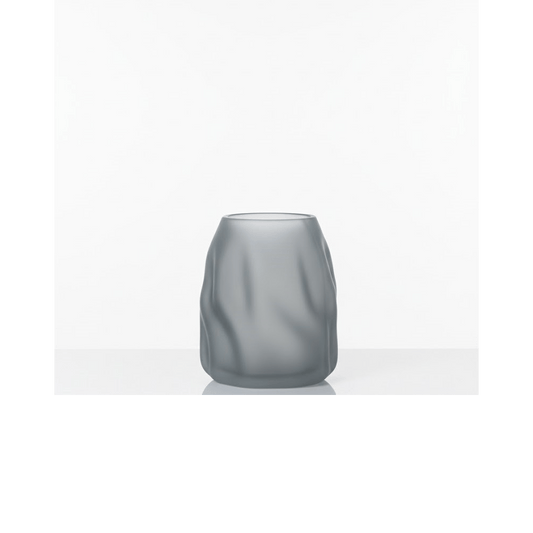 Alpha 55 Vase Organique Ondulé en Verre Gris – Déco Élégante