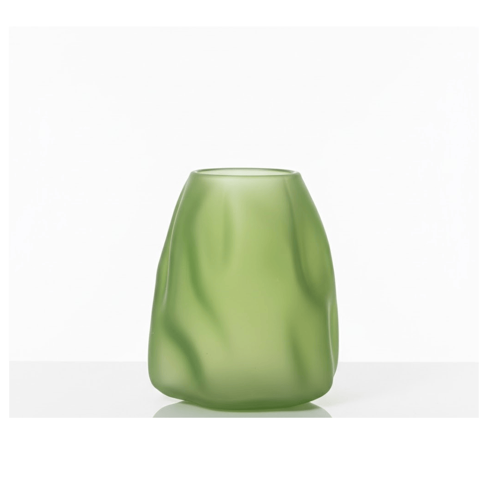 Alpha 55 Vase Organique Ondulé en Verre Vert – Déco Moderne