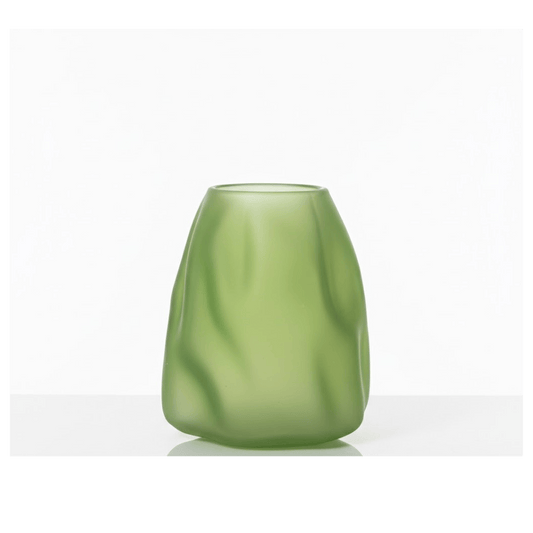 Alpha 55 Vase Organique Ondulé en Verre Vert – Déco Moderne