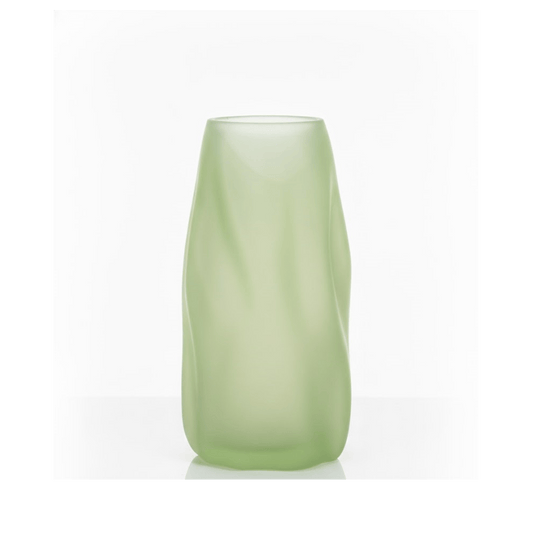 Alpha 55 Vase Organique Ondulé en Verre Vert Gris – Moderne & Chic