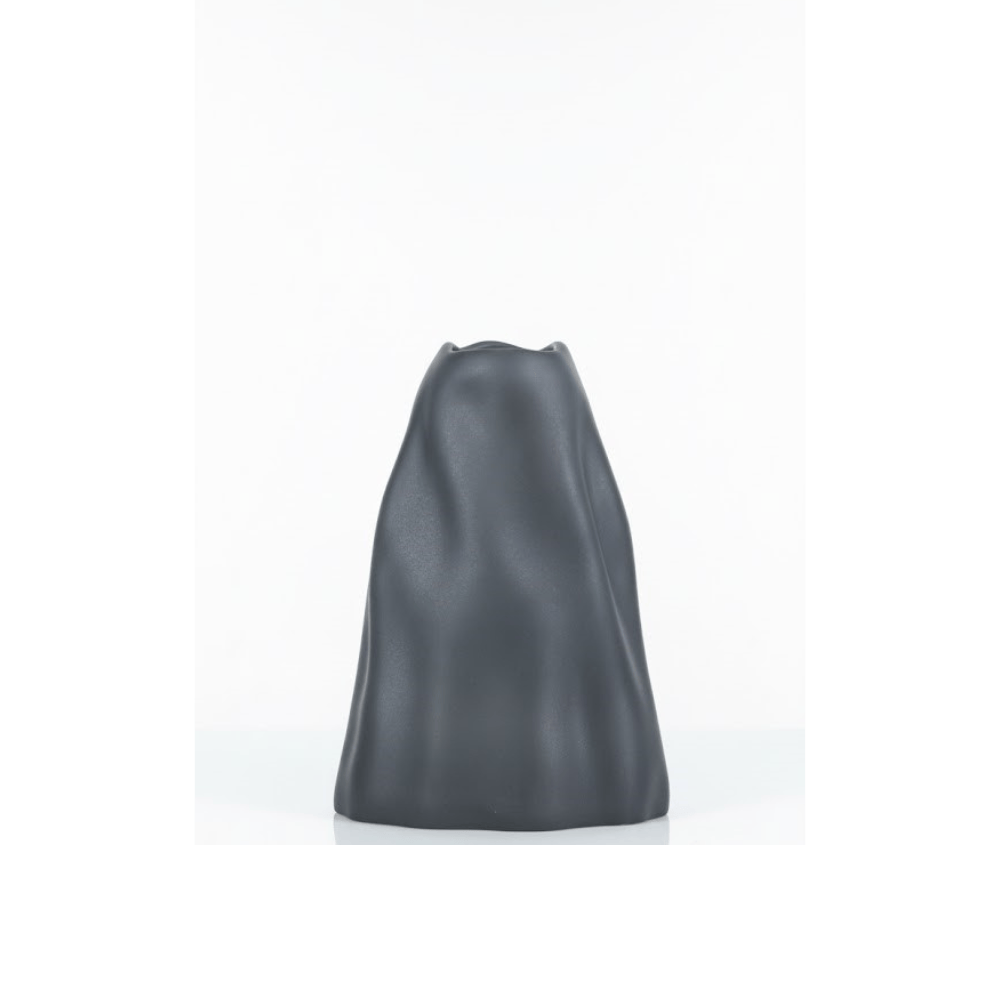 Alpha 55 Vase Organique Ondulé Gris en Verre – Style Moderne