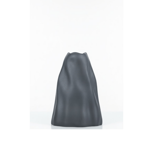 Alpha 55 Vase Organique Ondulé Gris en Verre – Style Moderne