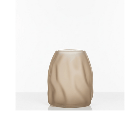 Alpha 55 Vase Organique Ondulé Verre Taupe – Déco Élégante