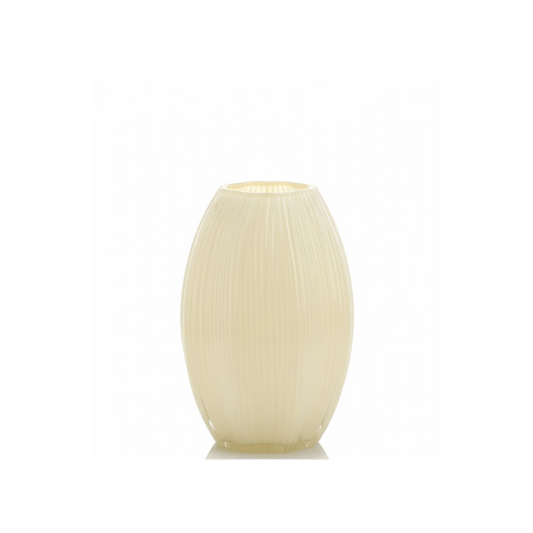 Alpha 55 Vase Ovale Nervuré en Verre Jaune – Style Moderne