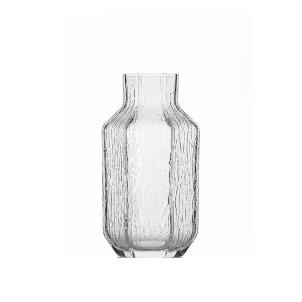 Alpha 55 Vase Rectangle Aplati en Verre Transparent – Relief Ondulé
