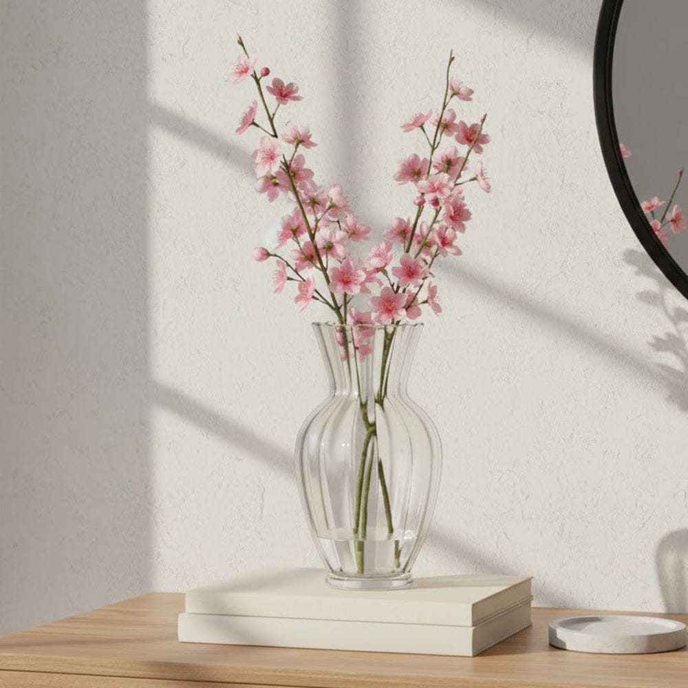 Alpha 55 Vase Tulipe Torsadé en Verre Transparent – Élégant