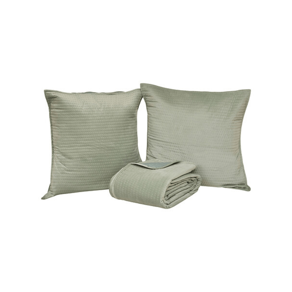 Alpha 55 Vert Céladon Dessus de lit Lilou 240 × 260 cm avec 2 taies d’oreiller