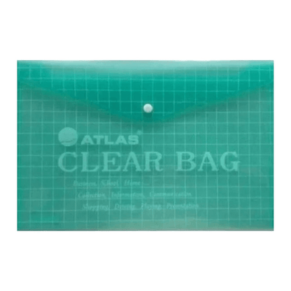 Alpha 55 vert Enveloppe A4 à Bouton Atlas Clear Bag
