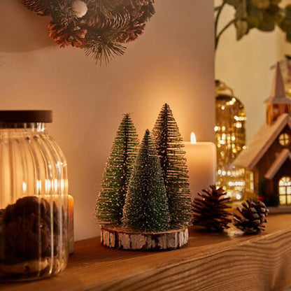 Alpha 55 vert Lot de 3 sapins verts sur rondin – Déco de table Noël