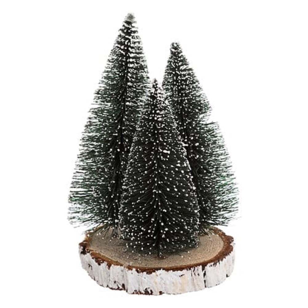 Alpha 55 vert Lot de 3 sapins verts sur rondin – Déco de table Noël