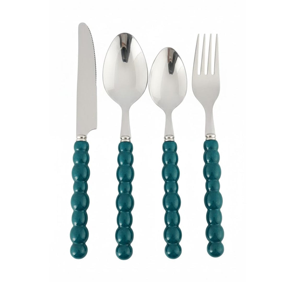 Alpha 55 Vert Ménagère 24 pièces boules – Couverts élégants inox