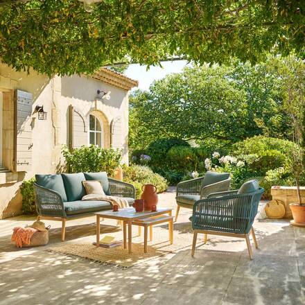 Alpha 55 Vert Salon de jardin 5 places en résine Orissa vert olive 225 × 152 × 85 cm