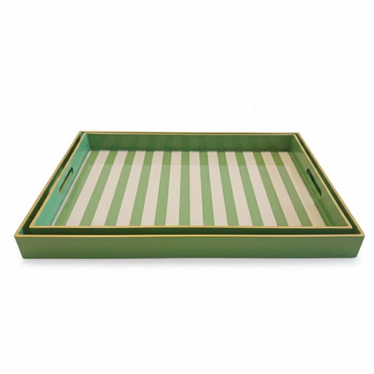 Alpha 55 Vert Set de 2 Plateaux Rayés – Design Graphique & Chic