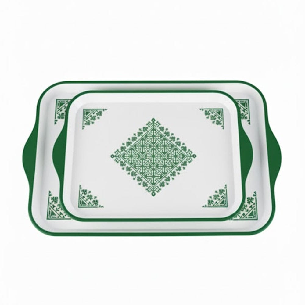 Alpha 55 Vert Set de 2 Plateaux Tarz – Élégance Traditionnelle