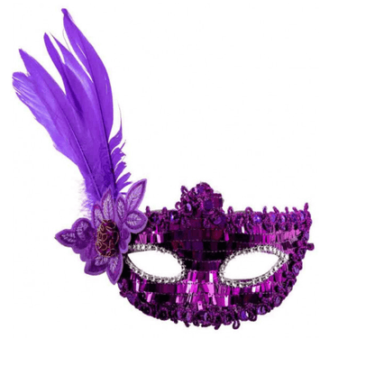 Alpha 55 Violet Masque Pailleté avec Plumes & Décorations – Déguisement