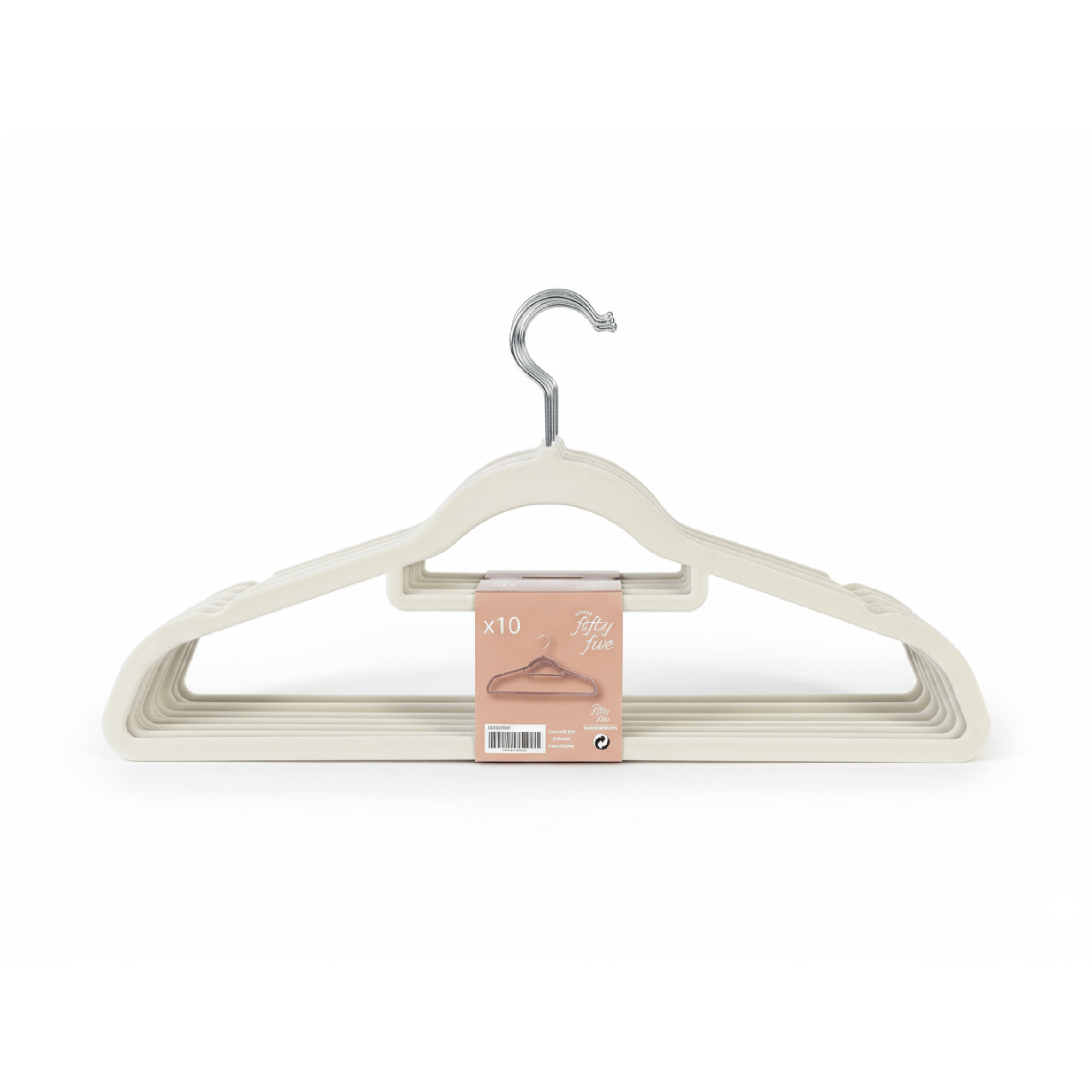 Alpha55 Beige Set de 10 cintres en feutrine – Rangement antiglisse élégant