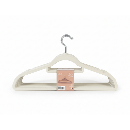 Alpha55 Beige Set de 10 cintres en feutrine – Rangement antiglisse élégant