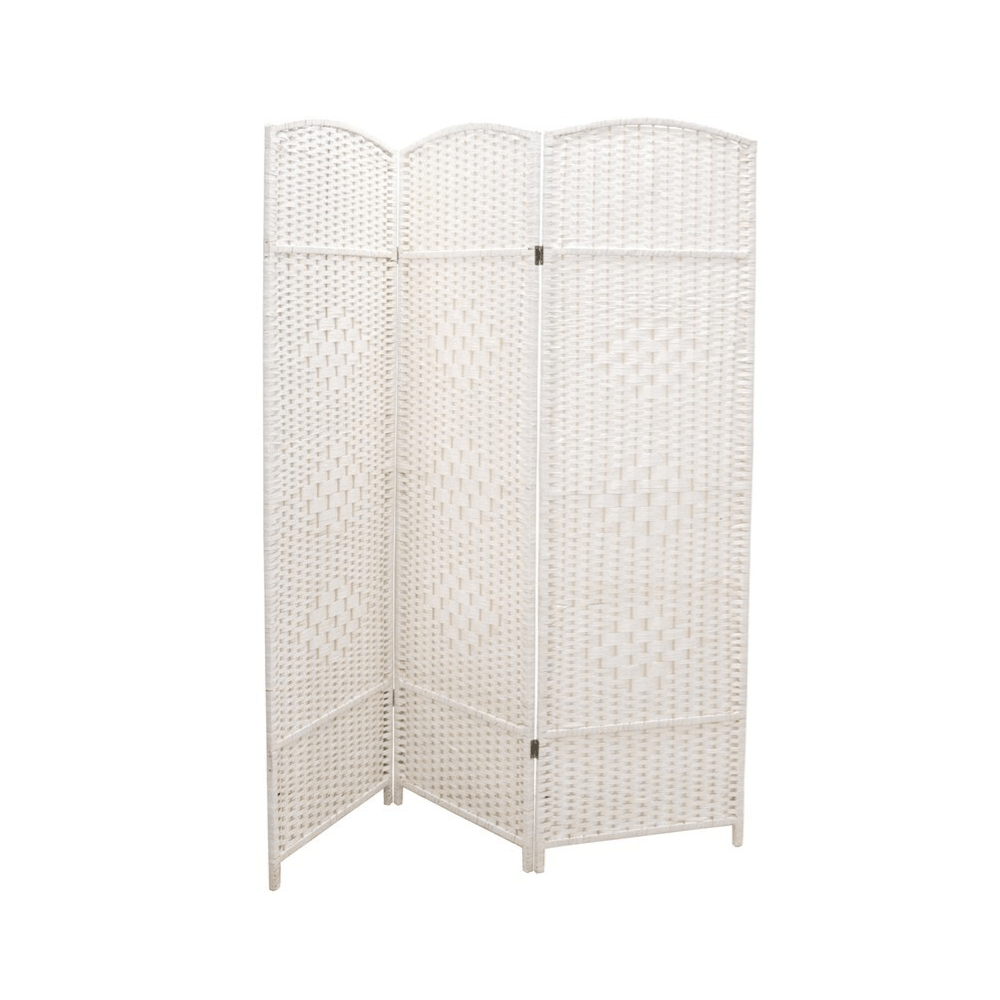 Alpha55 Blanc Paravent en Bois Tressé Blanc – Style & Intimité