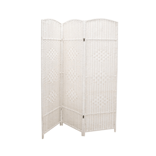 Alpha55 Blanc Paravent en Bois Tressé Blanc – Style & Intimité