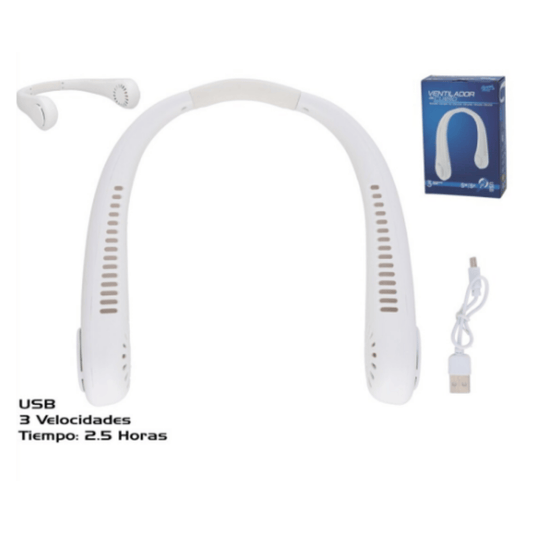 Alpha55 Blanc Ventilateur de cou rechargeable blanc portable été